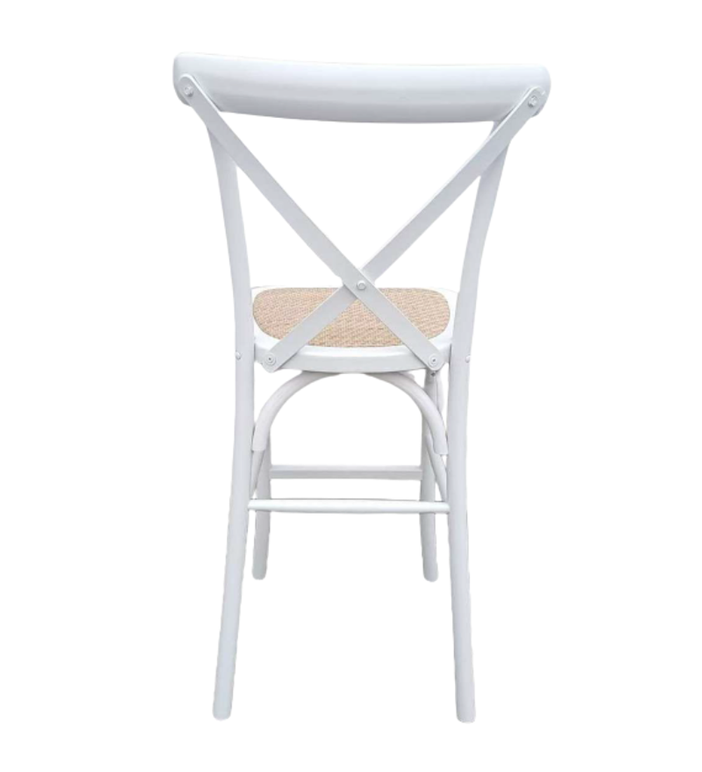 Taburete Piso Bar Crossback Danubio Madera Blanco 66 cm