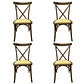 Pack 4 Sillas Crossback Danubio madera rattan walnut - Miniatura 1