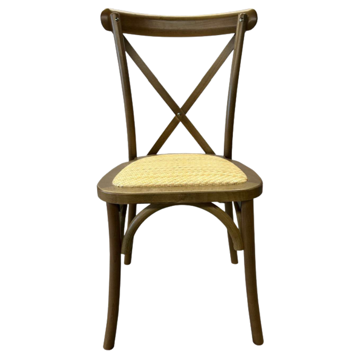 Pack 4 Sillas Crossback Danubio madera rattan walnut 2