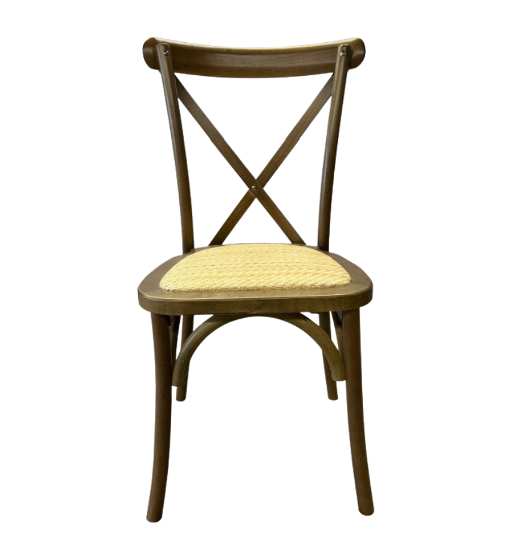 Pack 6 Sillas Crossback Danubio madera rattan walnut