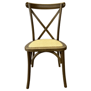 Pack 6 Sillas Crossback Danubio madera rattan walnut