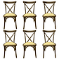 Pack 6 Sillas Crossback Danubio madera rattan walnut - Miniatura 1