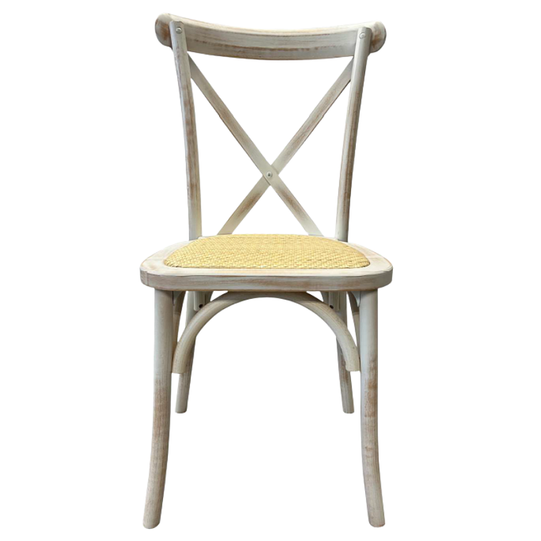 Pack 4 Sillas Crossback Danubio madera rattan antique 2