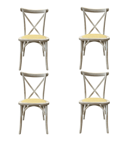 Pack 4 Sillas Crossback Danubio madera rattan antique