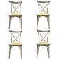 Pack 4 Sillas Crossback Danubio madera rattan antique - Miniatura 1