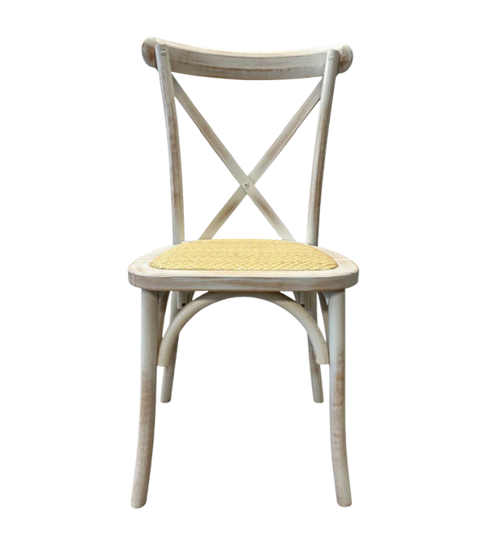 Pack 6 Sillas Crossback Danubio madera rattan antique
