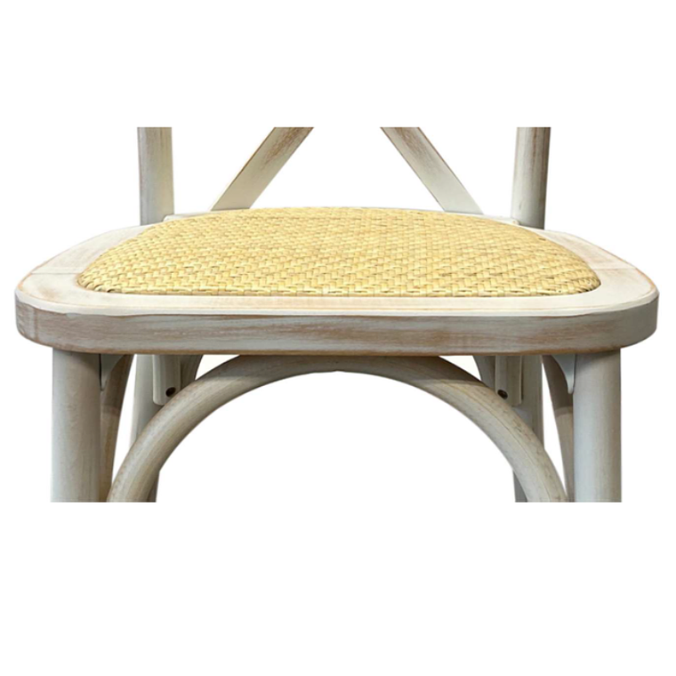Pack 6 Sillas Crossback Danubio madera rattan antique 3