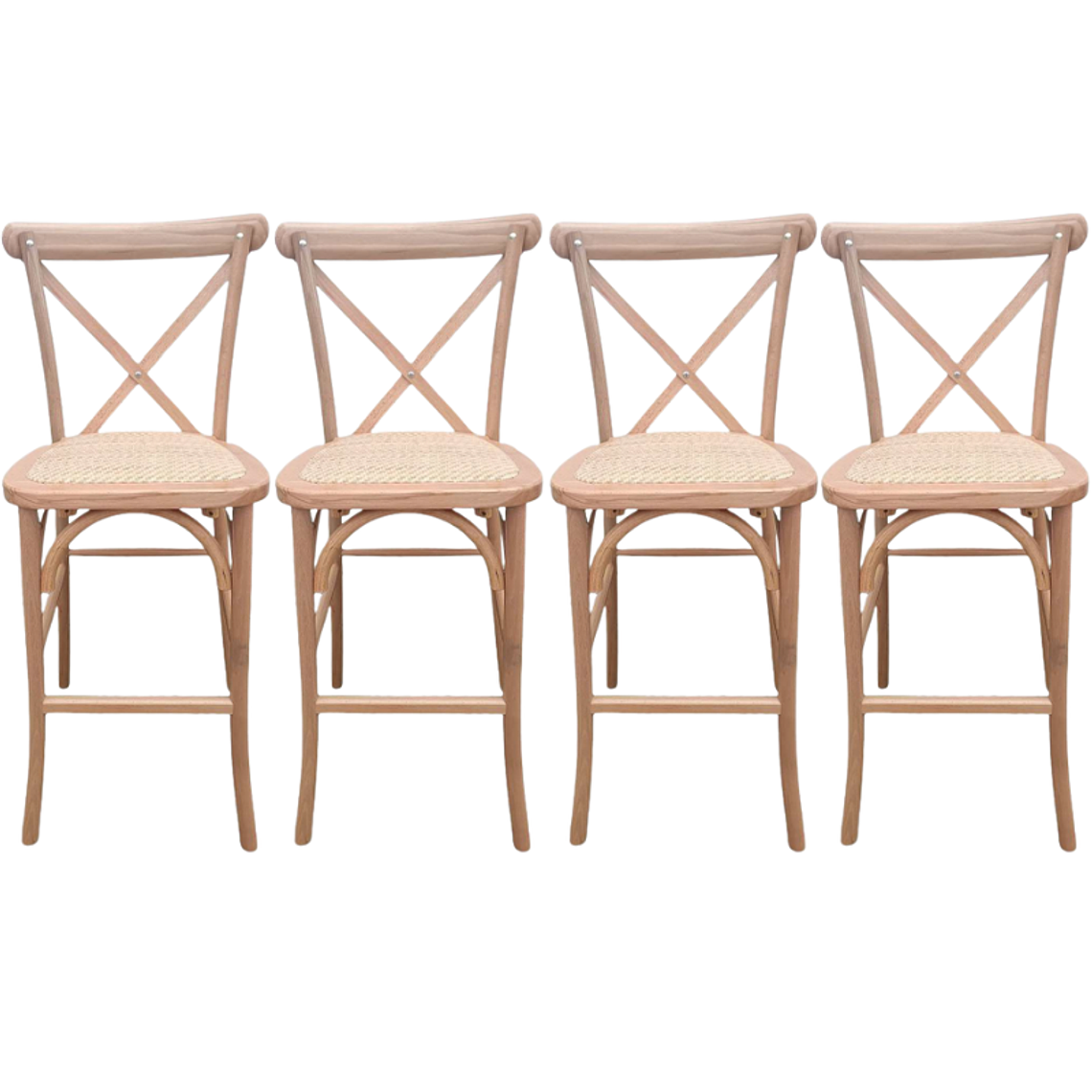 Pack 4 Taburetes Pisos Bar Crossback Danubio Madera Natural 66 cm 1