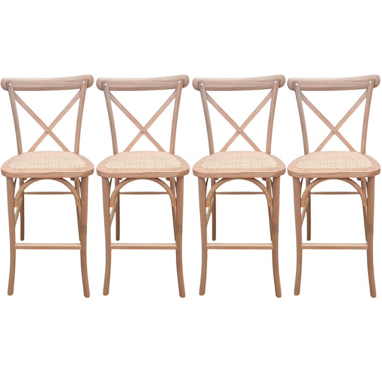 Pack 4 Taburetes Pisos Bar Crossback Danubio Madera Natural 66 cm 1