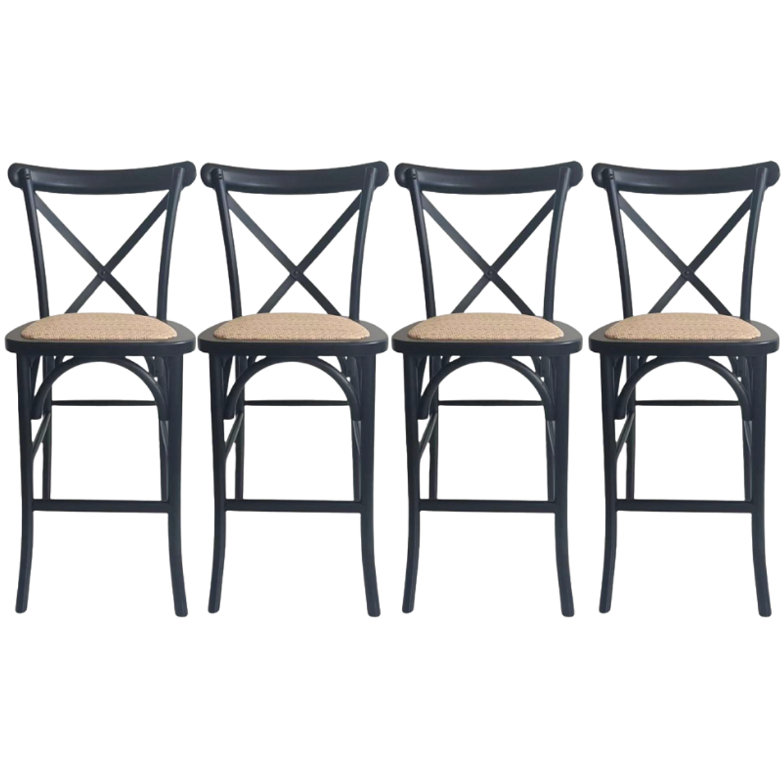 Pack 4 Taburetes Pisos Bar Crossback Danubio Madera Negros 66 cm 1