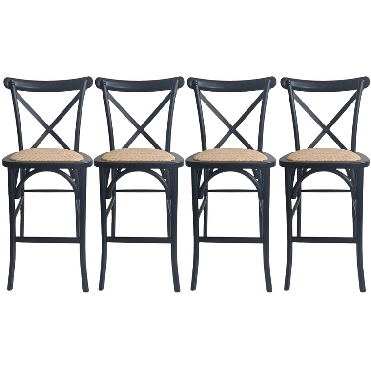 Pack 4 Taburetes Pisos Bar Crossback Danubio Madera Negros 66 cm 1
