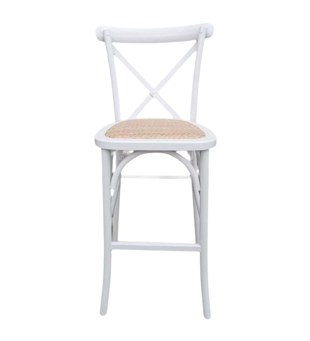 Pack 4 Taburetes Pisos Bar Crossback Danubio Madera Blancos 66 cm