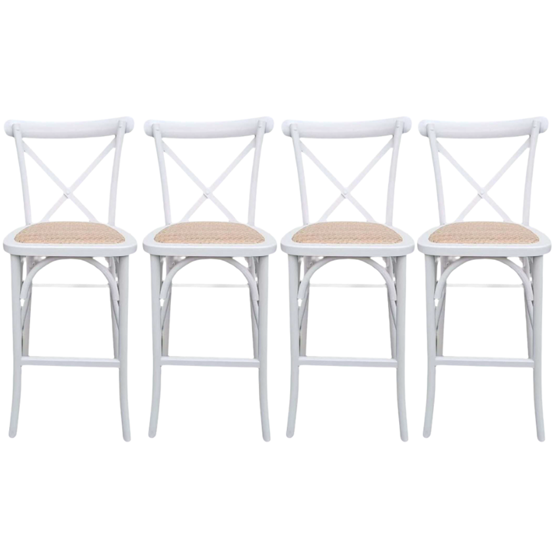 Pack 4 Taburetes Pisos Bar Crossback Danubio Madera Blancos 66 cm 1