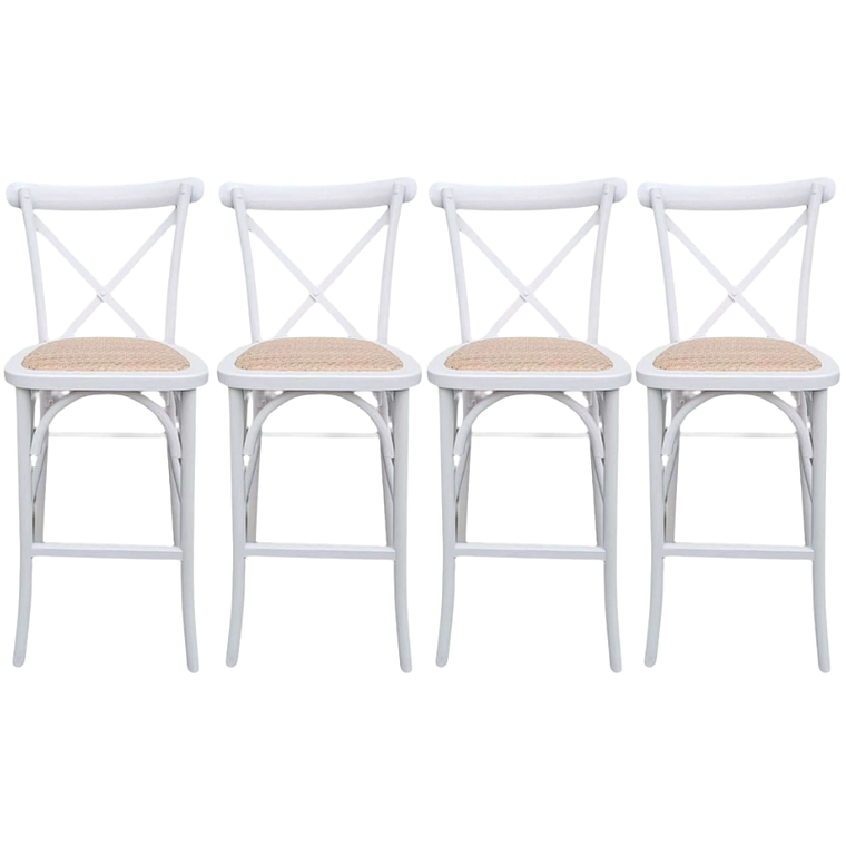 Pack 4 Taburetes Pisos Bar Crossback Danubio Madera Blancos 66 cm 1