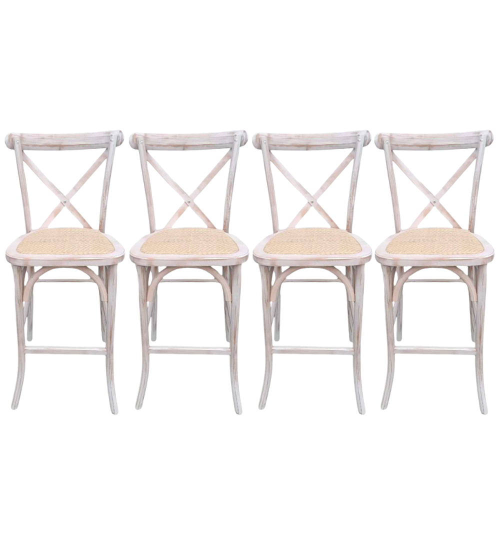 Pack 4 Taburetes Pisos Bar Crossback Danubio Madera Antique 66 cm
