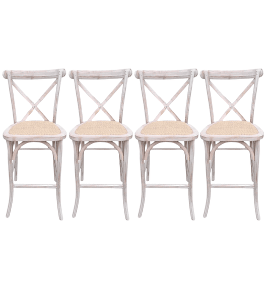 Pack 4 Taburetes Pisos Bar Crossback Danubio Madera Antique 66 cm