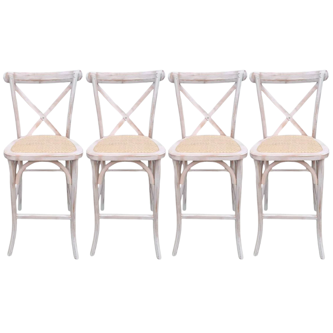 Pack 4 Taburetes Pisos Bar Crossback Danubio Madera Antique 66 cm 1