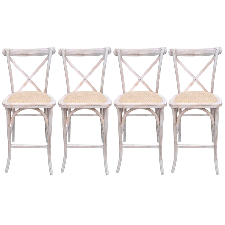 Pack 4 Taburetes Pisos Bar Crossback Danubio Madera Antique 66 cm 1