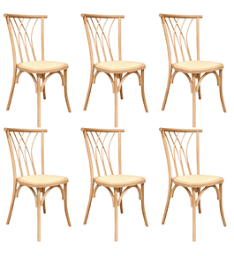 Pack 6 Sillas Alpes Madera Rattan