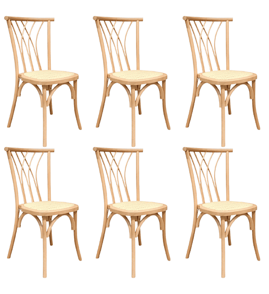 Pack 6 Sillas Alpes Madera Rattan