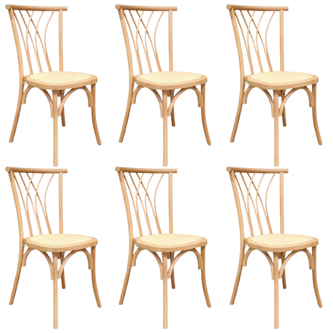 Pack 6 Sillas Alpes Madera Rattan 1