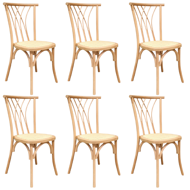 Pack 6 Sillas Alpes Madera Rattan 1