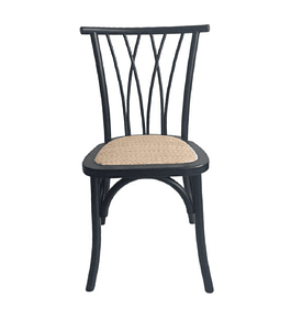 Silla Alpes Madera Rattan Negra