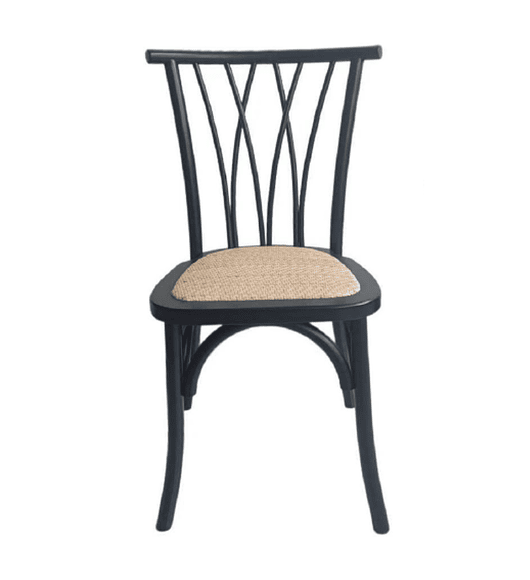 Silla Alpes Madera Rattan Negra