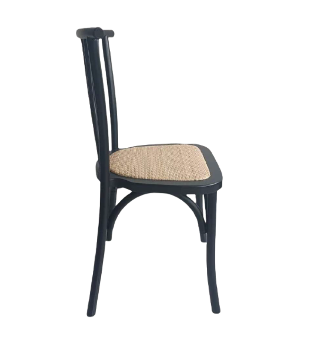 Silla Alpes Madera Rattan Negra