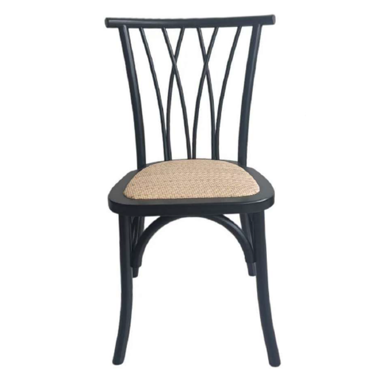 Pack 4 Sillas Alpes Madera Rattan Negras 2