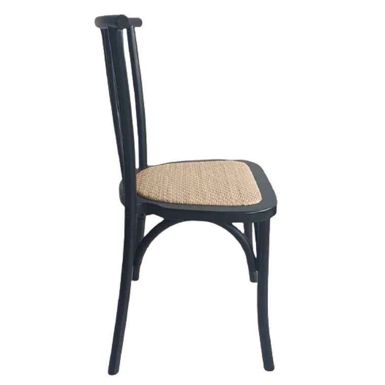 Pack 4 Sillas Alpes Madera Rattan Negras 3