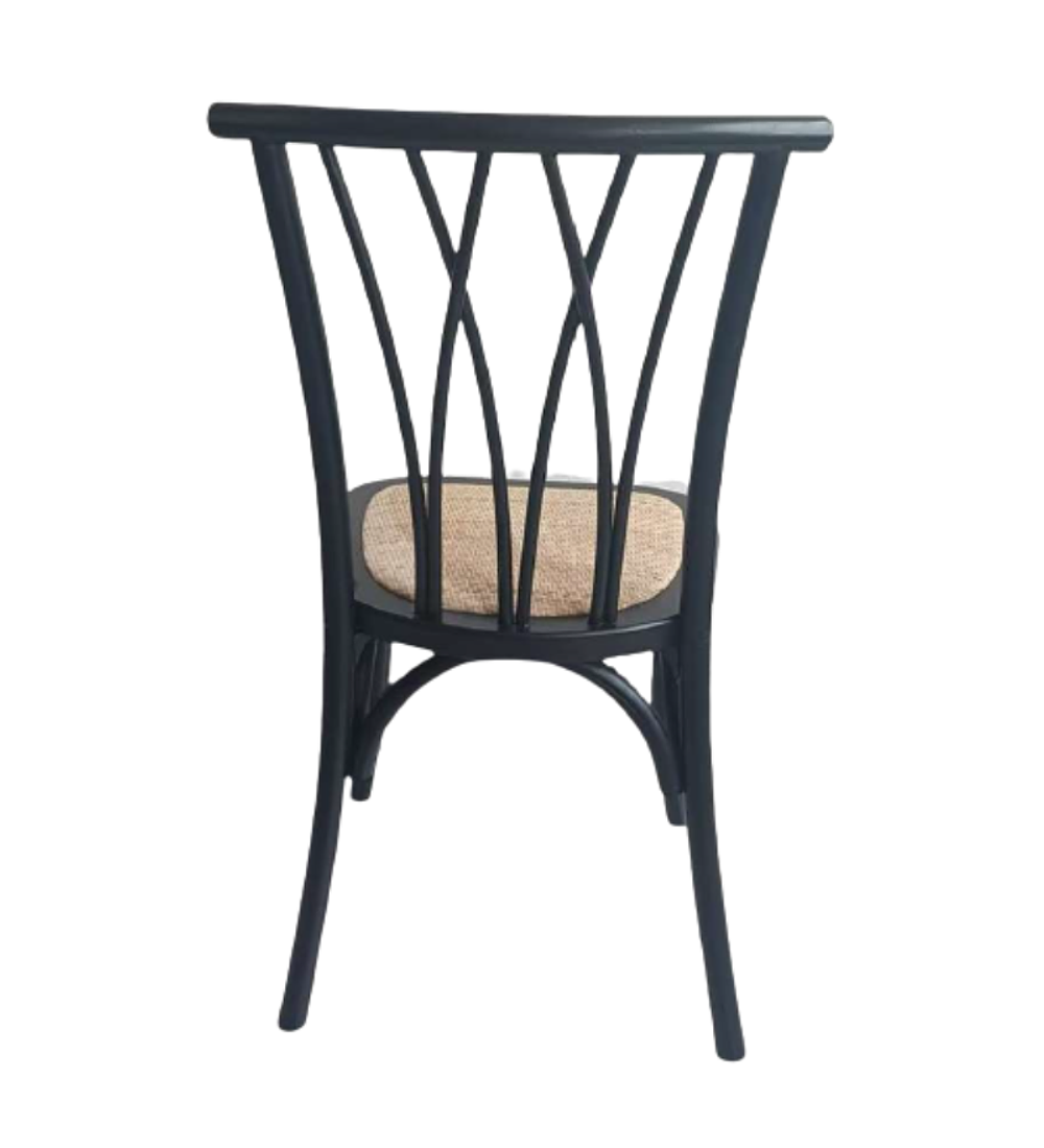 Pack 4 Sillas Alpes Madera Rattan Negras