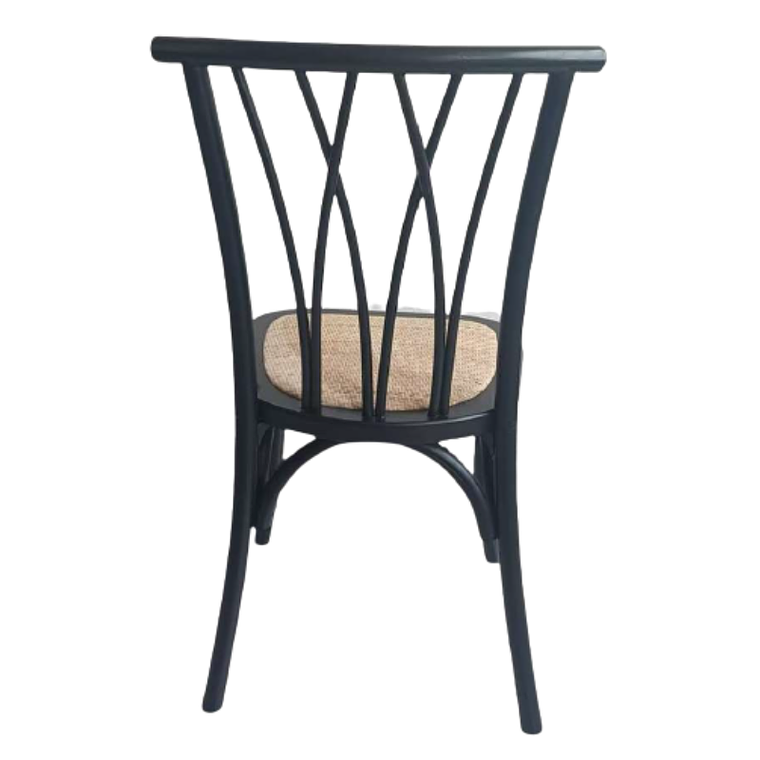 Pack 4 Sillas Alpes Madera Rattan Negras 4