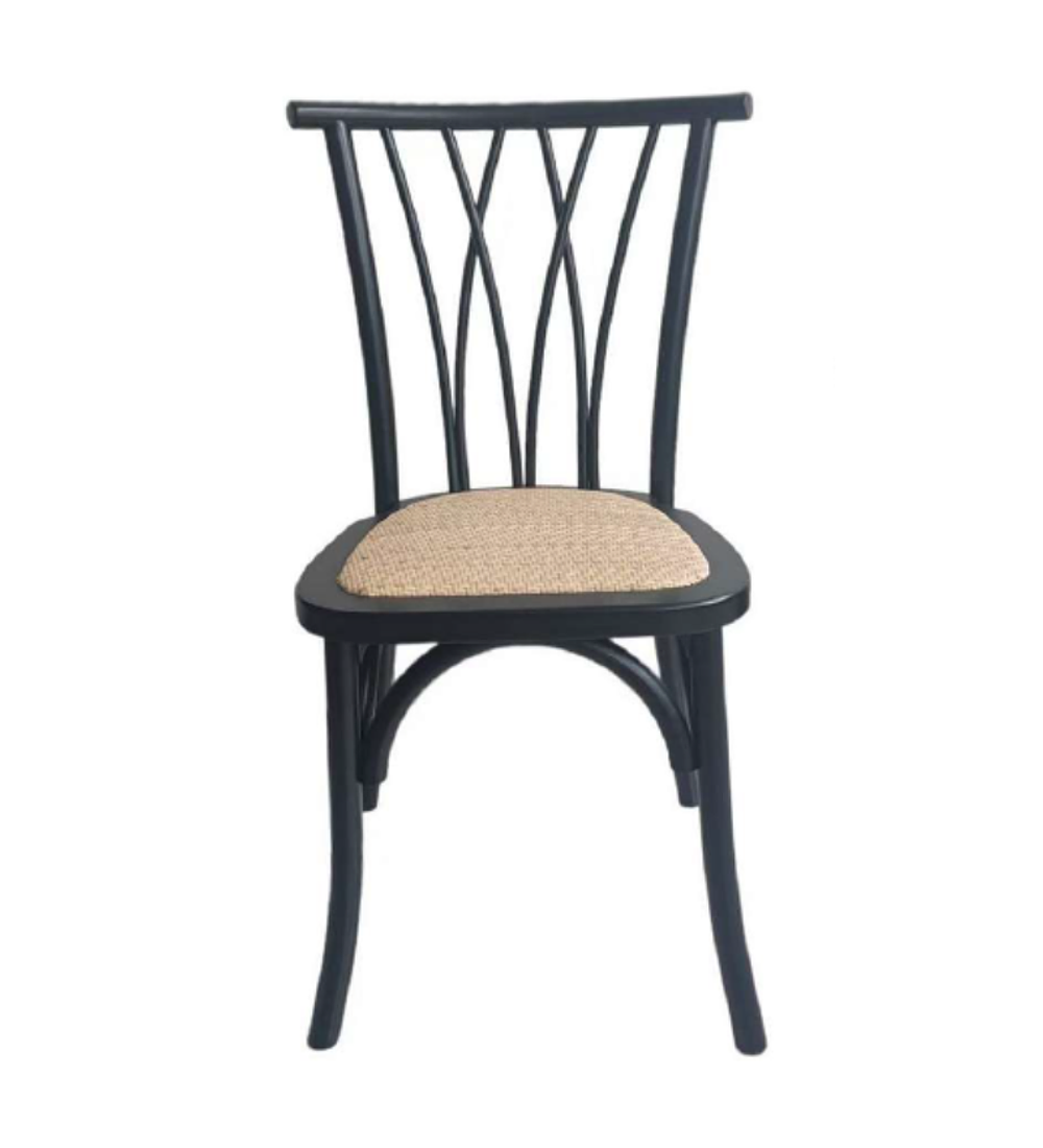 Pack 6 Sillas Alpes Madera Rattan Negras