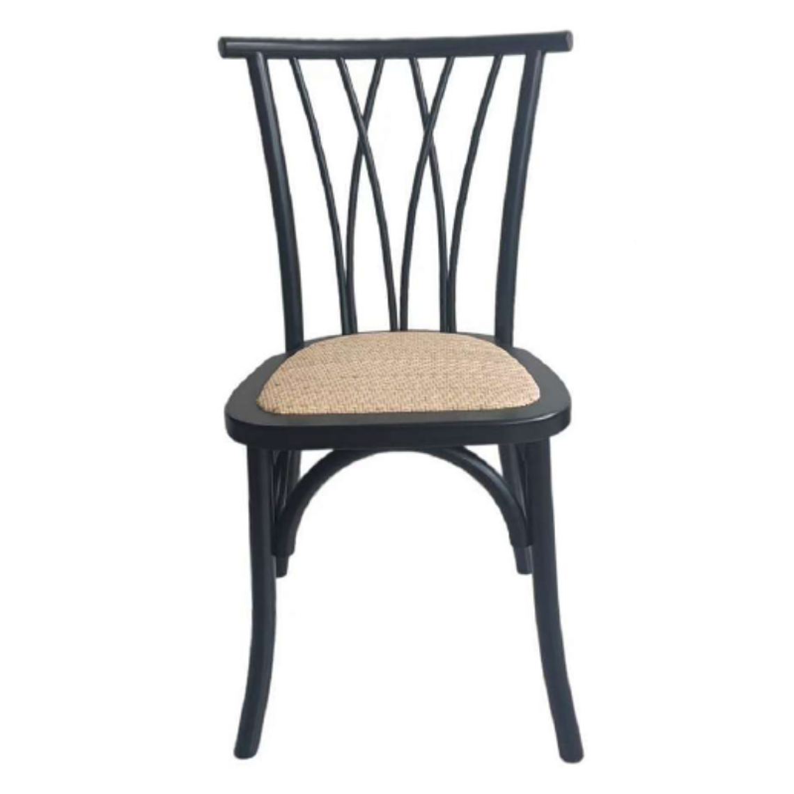 Pack 6 Sillas Alpes Madera Rattan Negras 2