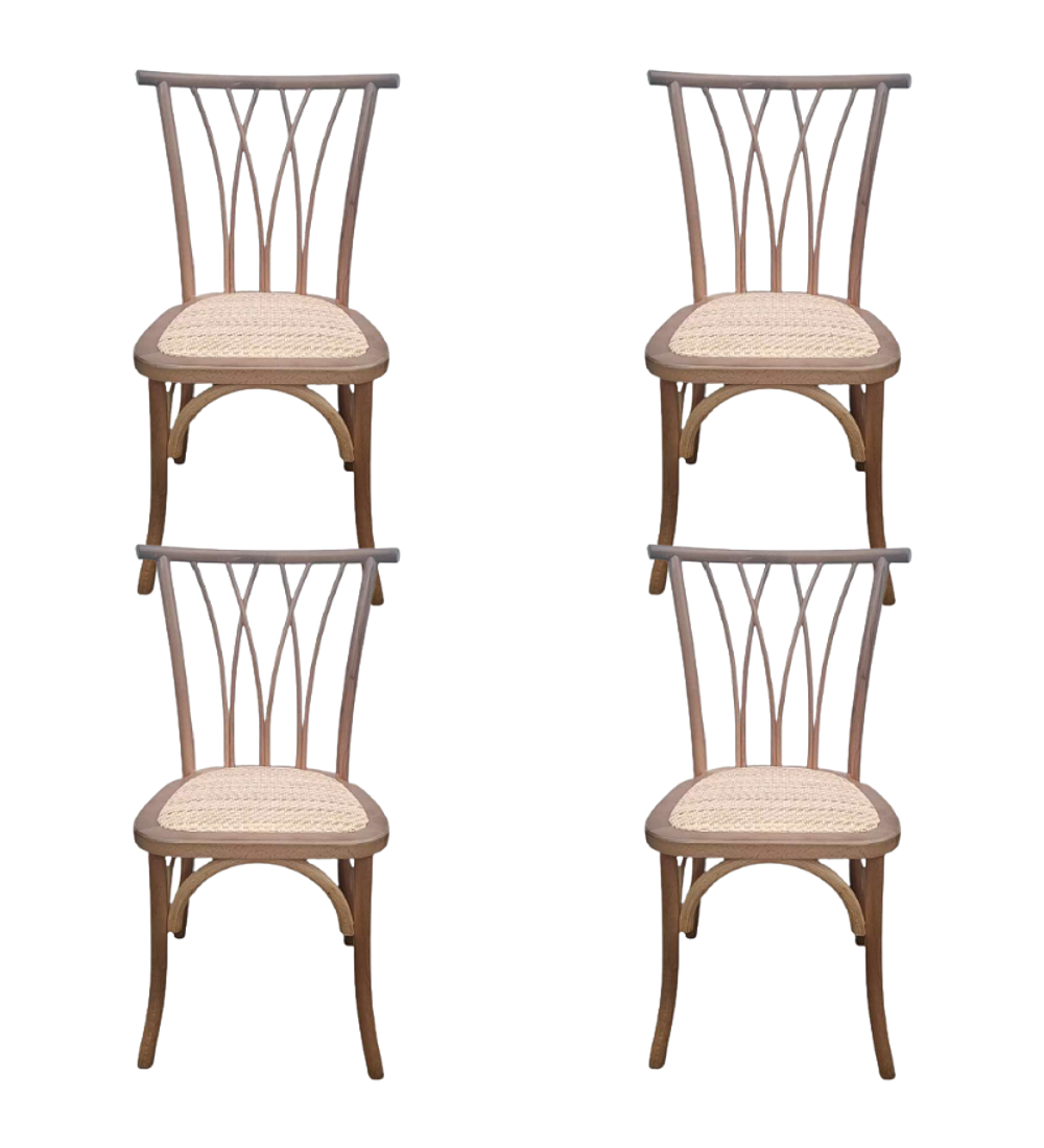 Pack 4 Sillas Alpes Madera Rattan Walnut