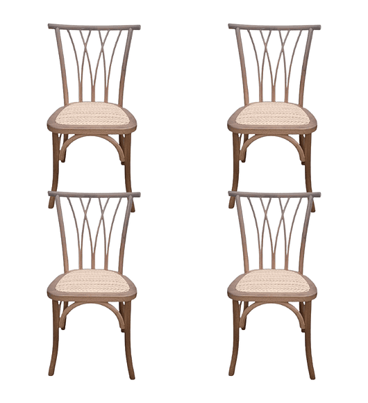 Pack 4 Sillas Alpes Madera Rattan Walnut