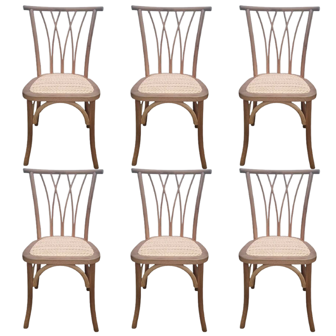 Pack 6 Sillas Alpes Madera Rattan Walnut 1