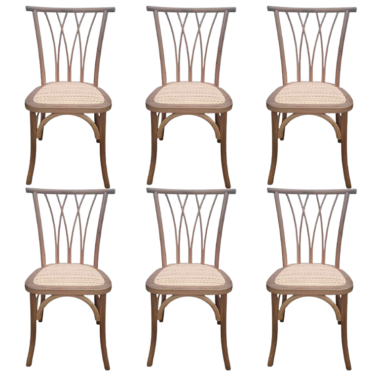 Pack 6 Sillas Alpes Madera Rattan Walnut 1