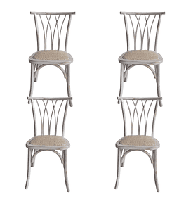 Pack 4 Sillas Alpes Madera Rattan Antique