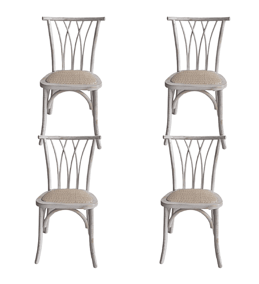 Pack 4 Sillas Alpes Madera Rattan Antique