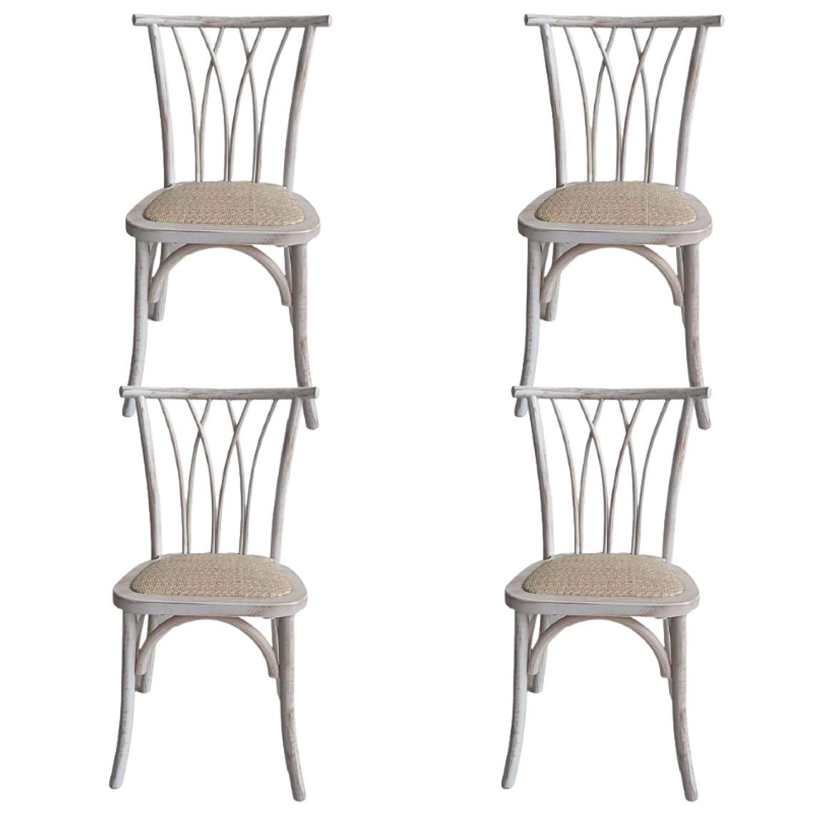 Pack 4 Sillas Alpes Madera Rattan Antique 1