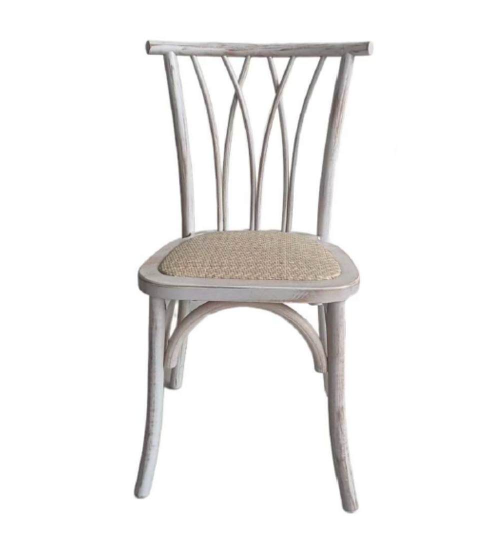 Pack 6 Sillas Alpes Madera Rattan Antique