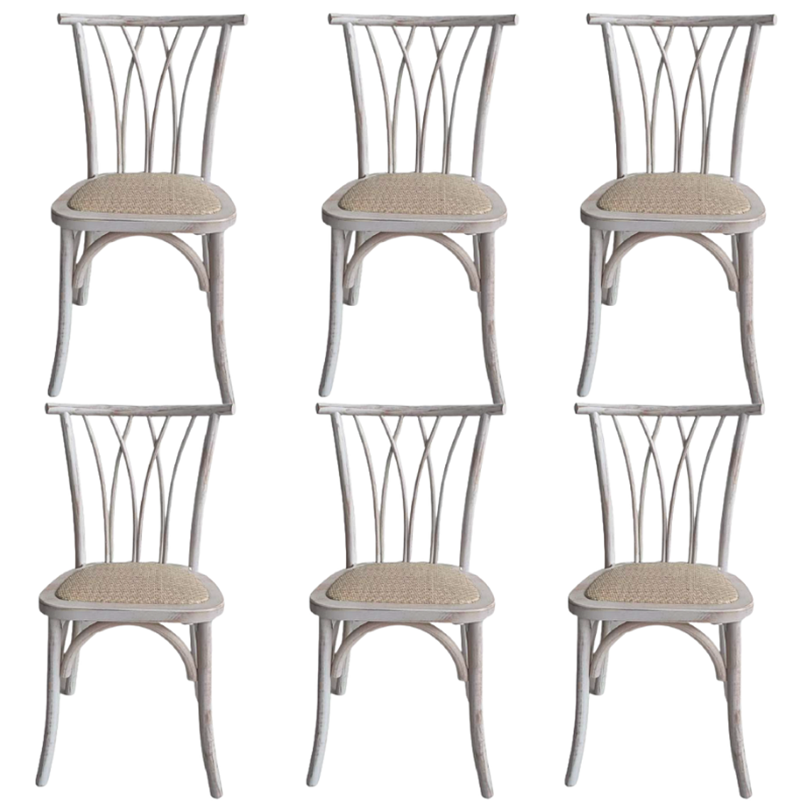 Pack 6 Sillas Alpes Madera Rattan Antique 1