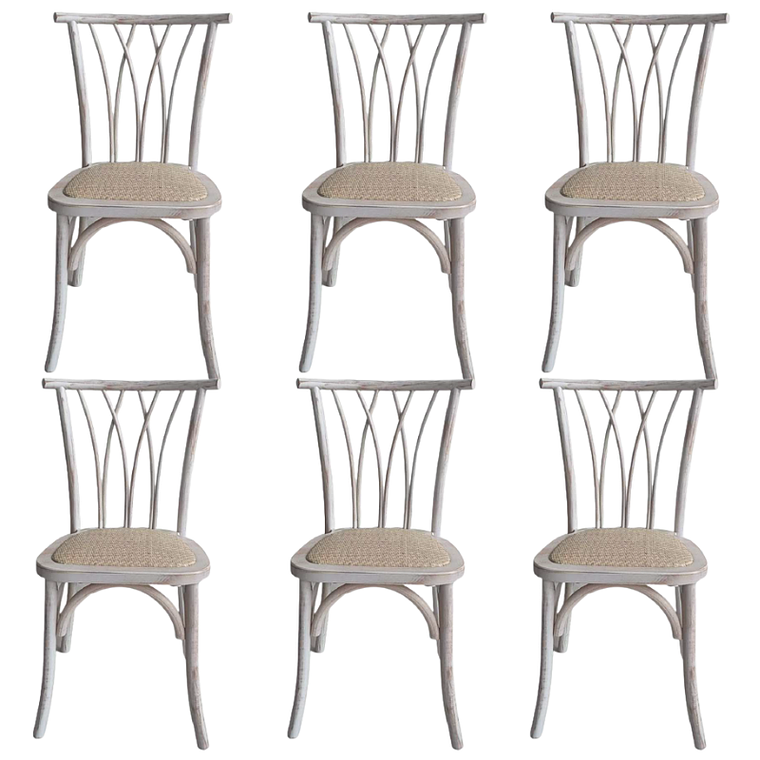 Pack 6 Sillas Alpes Madera Rattan Antique 1
