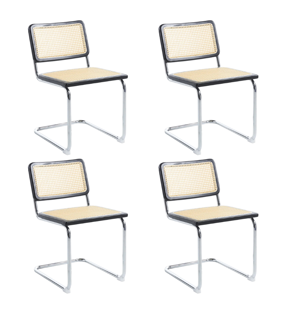 Pack 4 Sillas Breuer Madera y Rattan