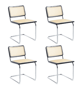 Pack 4 Sillas Breuer Madera y Rattan