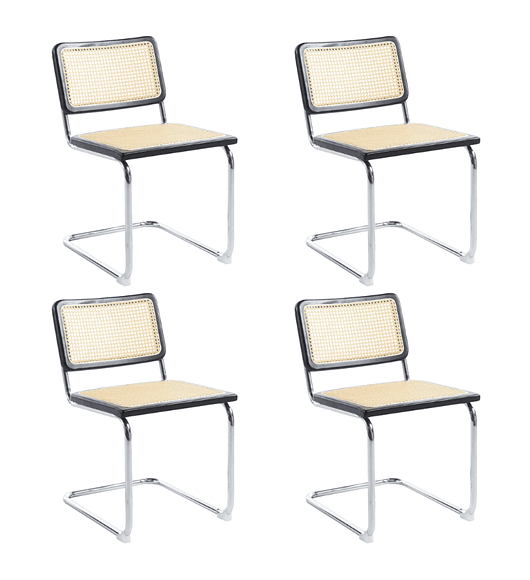 Pack 4 Sillas Breuer Madera y Rattan
