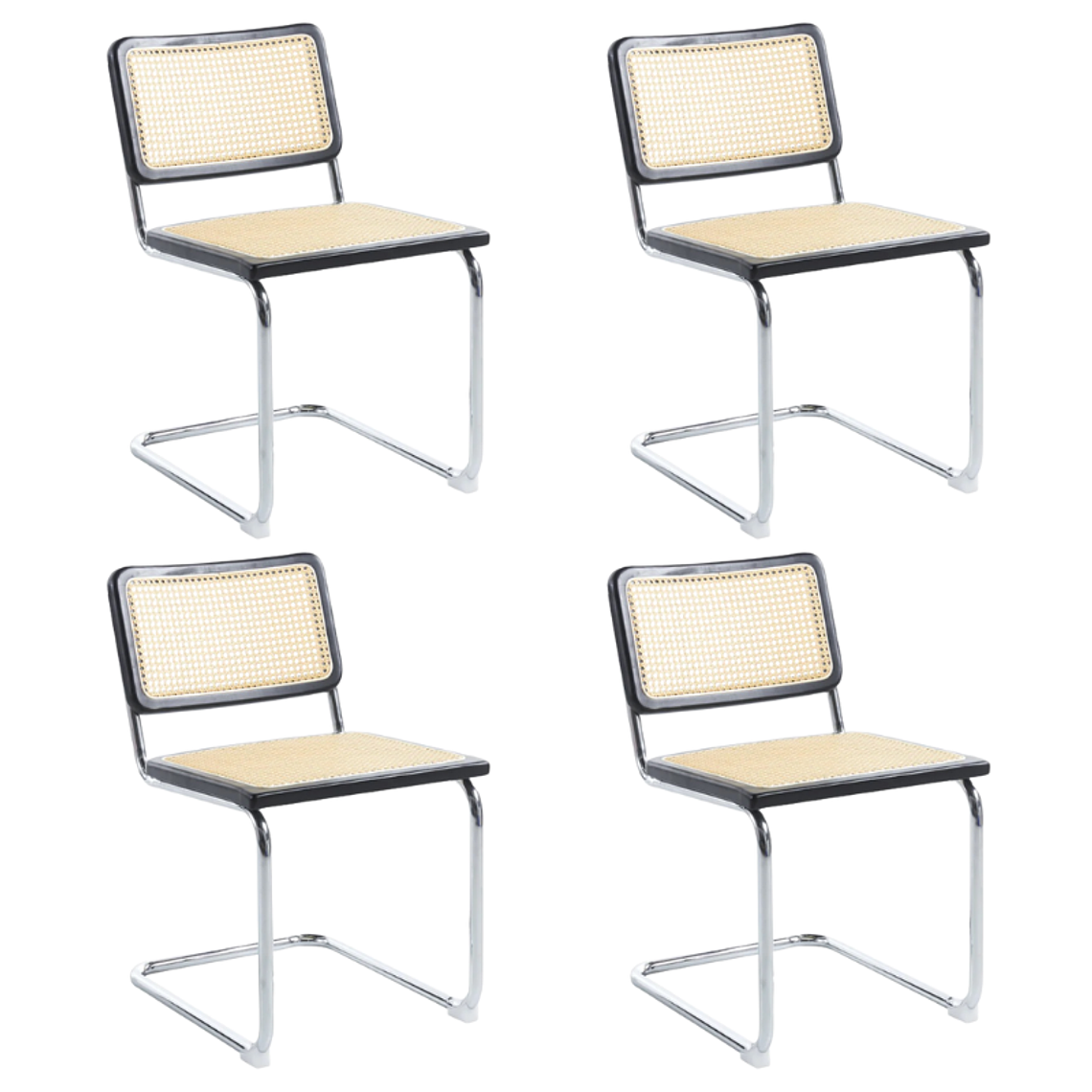 Pack 4 Sillas Breuer Madera y Rattan 1