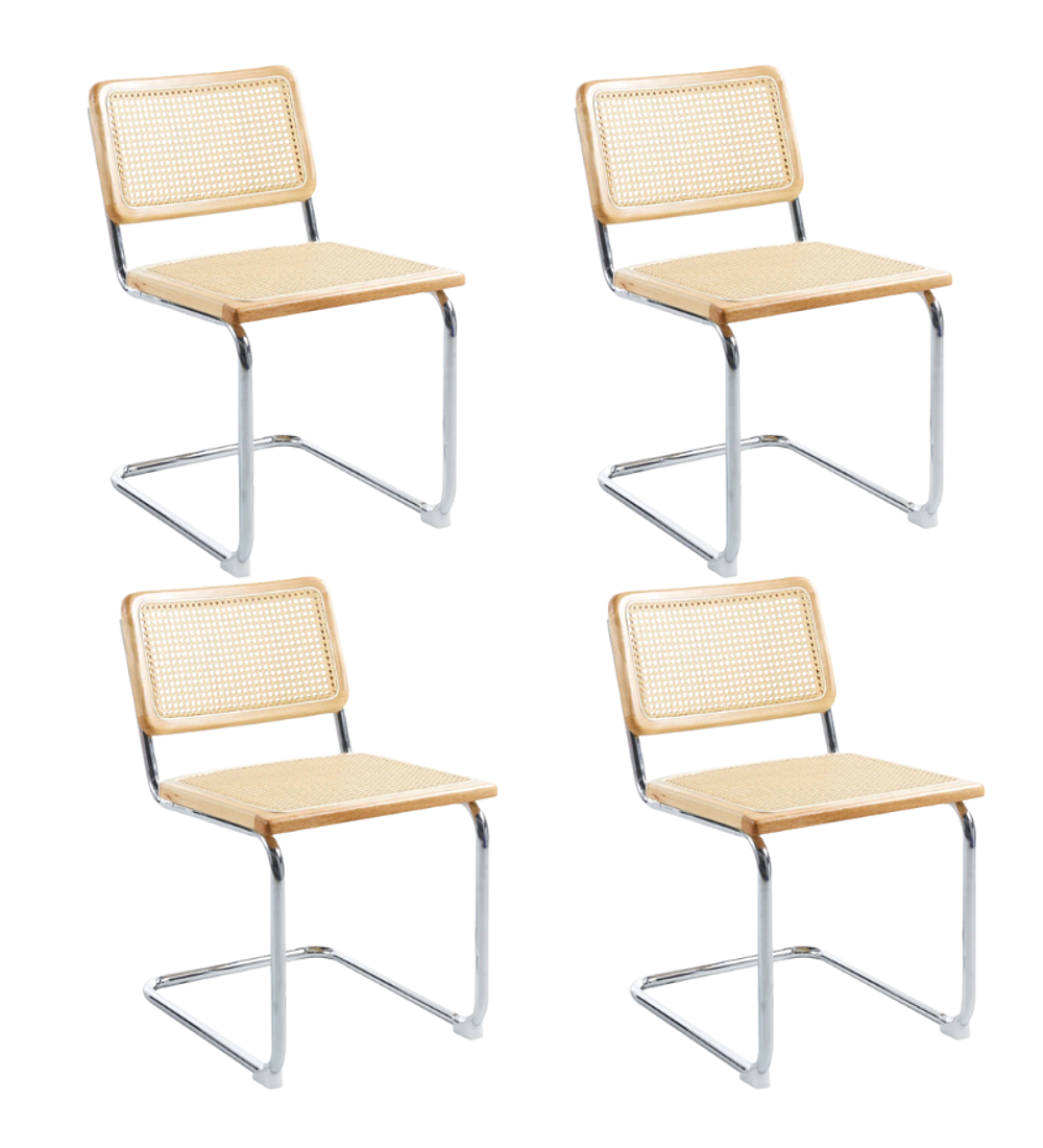 Pack 4 Sillas Breuer Madera y Rattan